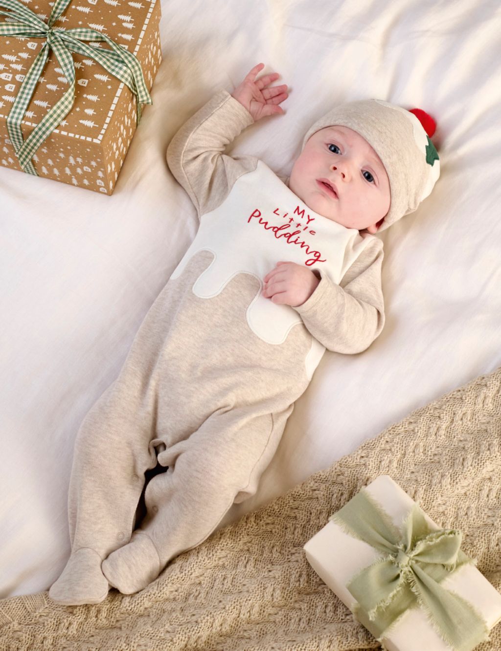 My Little Pudding Christmas All in One & Hat Set (7lbs-12 Mths) image 1