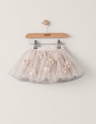 Mamas & Papas Girls Pure Cotton Floral Tutu Skirt (0-3 Yrs) - 0-3 M - Pink, Pink