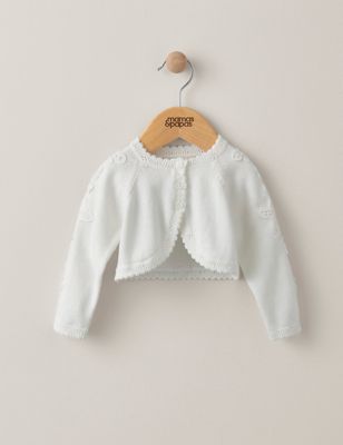 Mamas & Papas Girl's Pure Cotton Embroidered Cardigan (0-3 Yrs) - 3-6 M - White, White