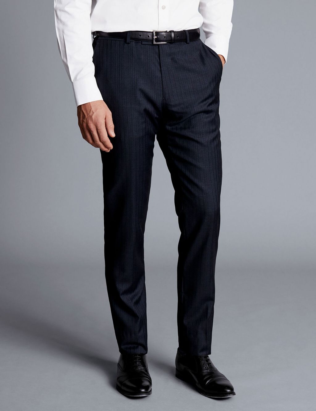 Slim Fit Pure Wool Stripe Suit Trousers image 1