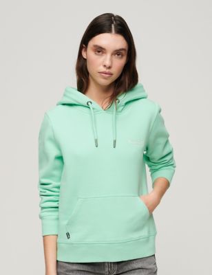 Superdry Womens Cotton Rich Relaxed Hoodie - 8 - Green, Green,Beige