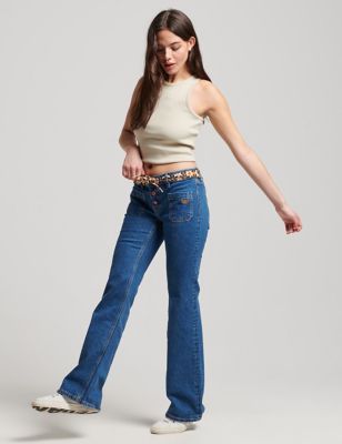 Superdry Womens Button Front Flared Jeans - 3030 - Dark Blue, Dark Blue
