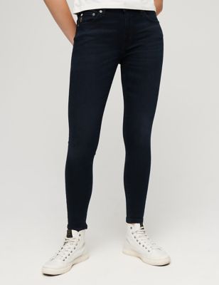 Superdry Women's Mid Rise Skinny Jeans - 2632 - Black, Black