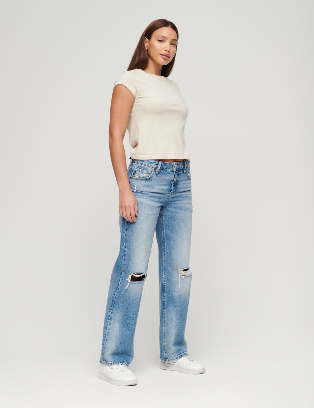 Mid Rise Distressed Wide Leg Jeans image 2