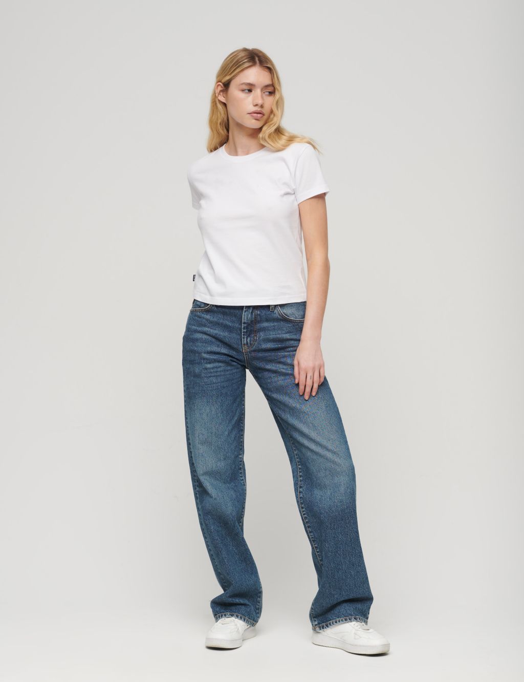 Mid Rise Distressed Wide Leg Jeans image 2