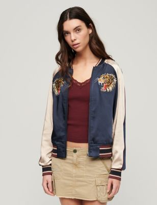 Superdry Women's Embroidered Bomber Jacket - 8 - Navy, Navy