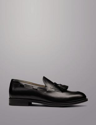 Charles Tyrwhitt Men's Leather Slip-On Loafers - 7 - Black, Black