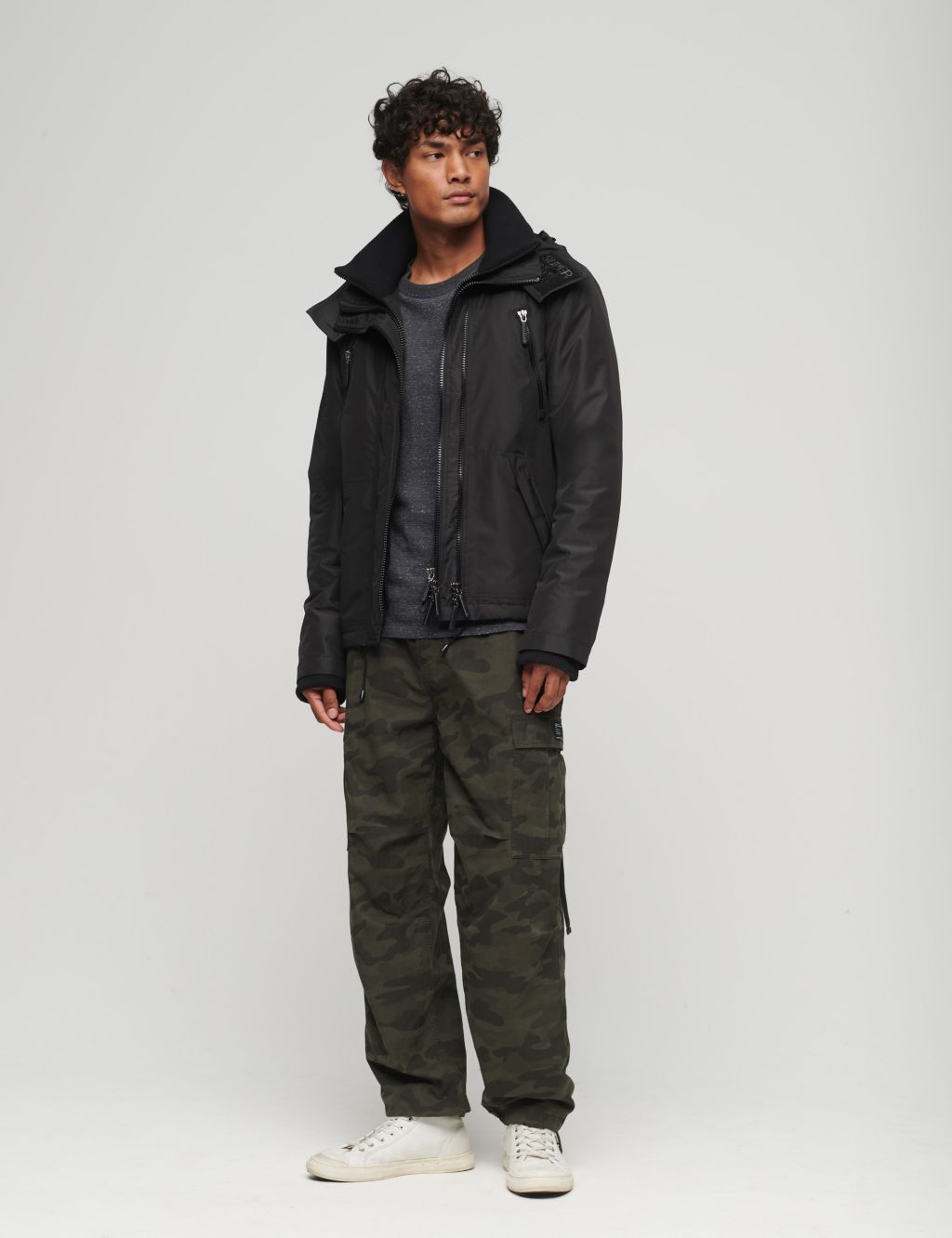 Hooded Padded Double Collar Anorak image 2