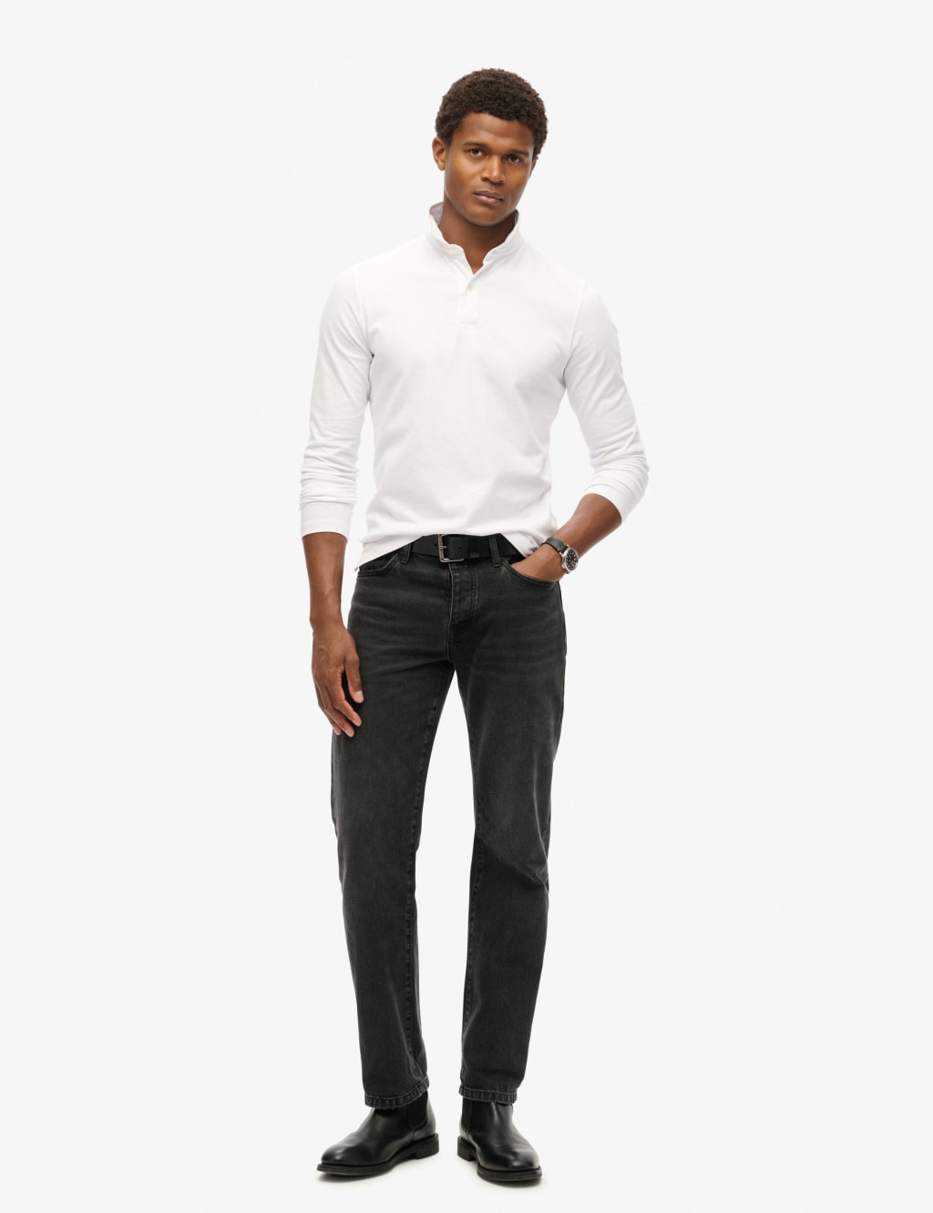 Slim Fit Pure Cotton Long Sleeve Polo Shirt image 5