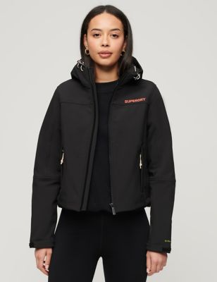 Superdry Womens Hooded Sports Jacket - 6 - Black, Black,Grey