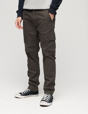Superdry Men's Tapered Fit Cargo Trousers - 3032 - Dark Grey, Dark Grey