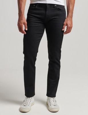 Superdry Men's Slim Fit Vintage Wash 5 Pocket Jeans - 3230 - Black, Black,Blue Denim,Mid Blue