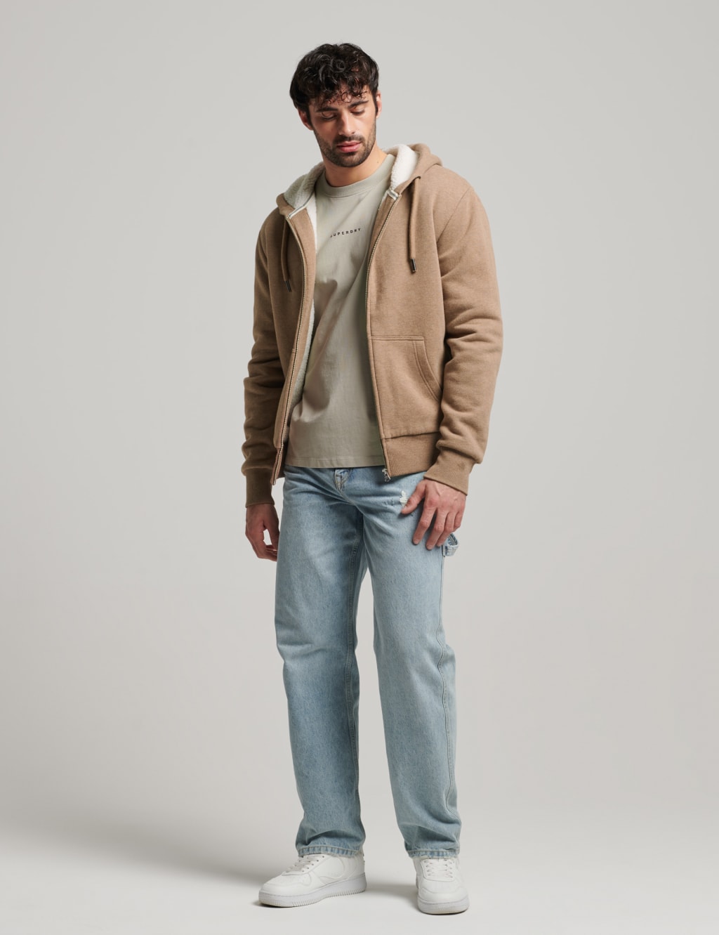 Slim Fit Cotton Rich Zip Up Hoodie image 2
