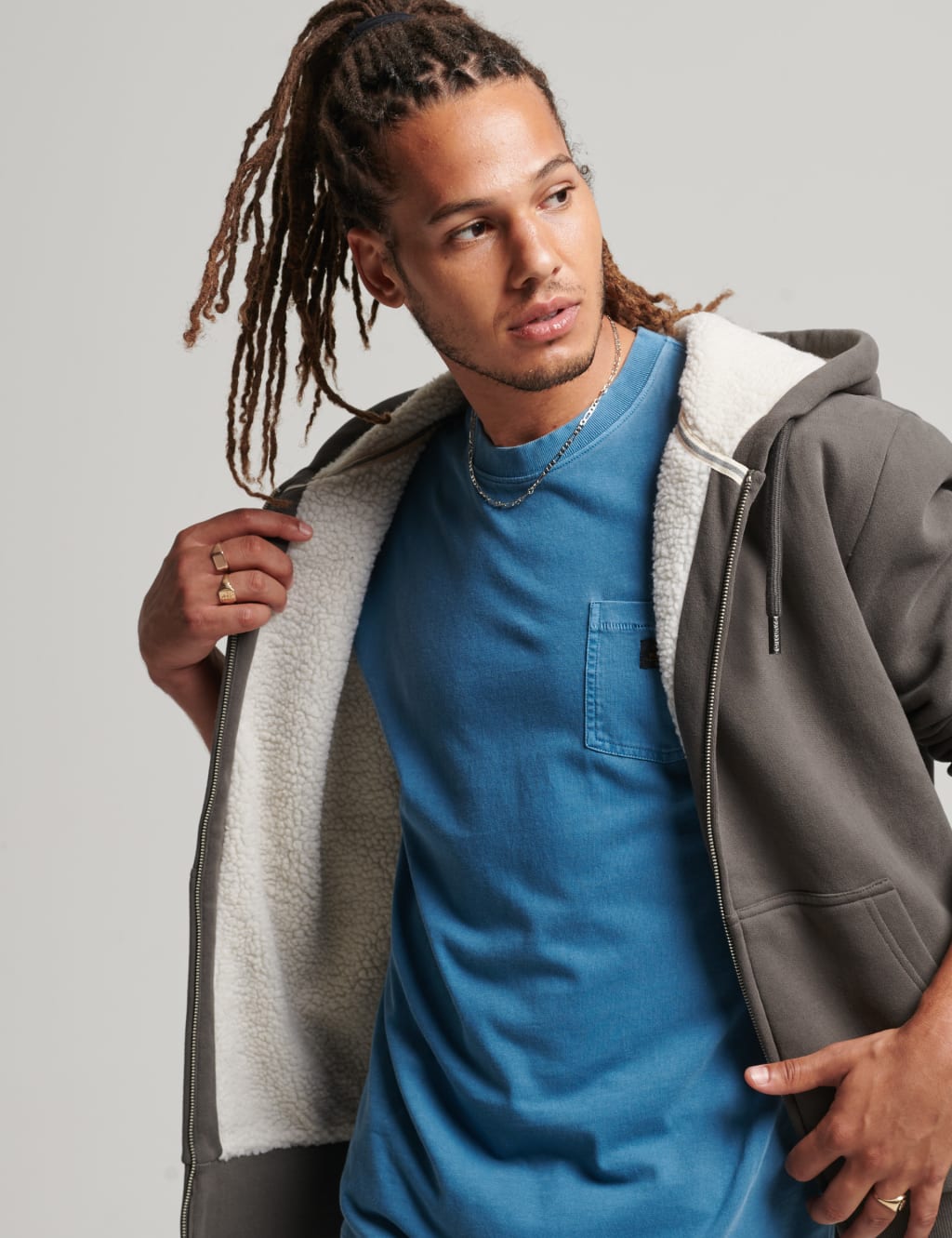 Slim Fit Cotton Rich Zip Up Hoodie image 1