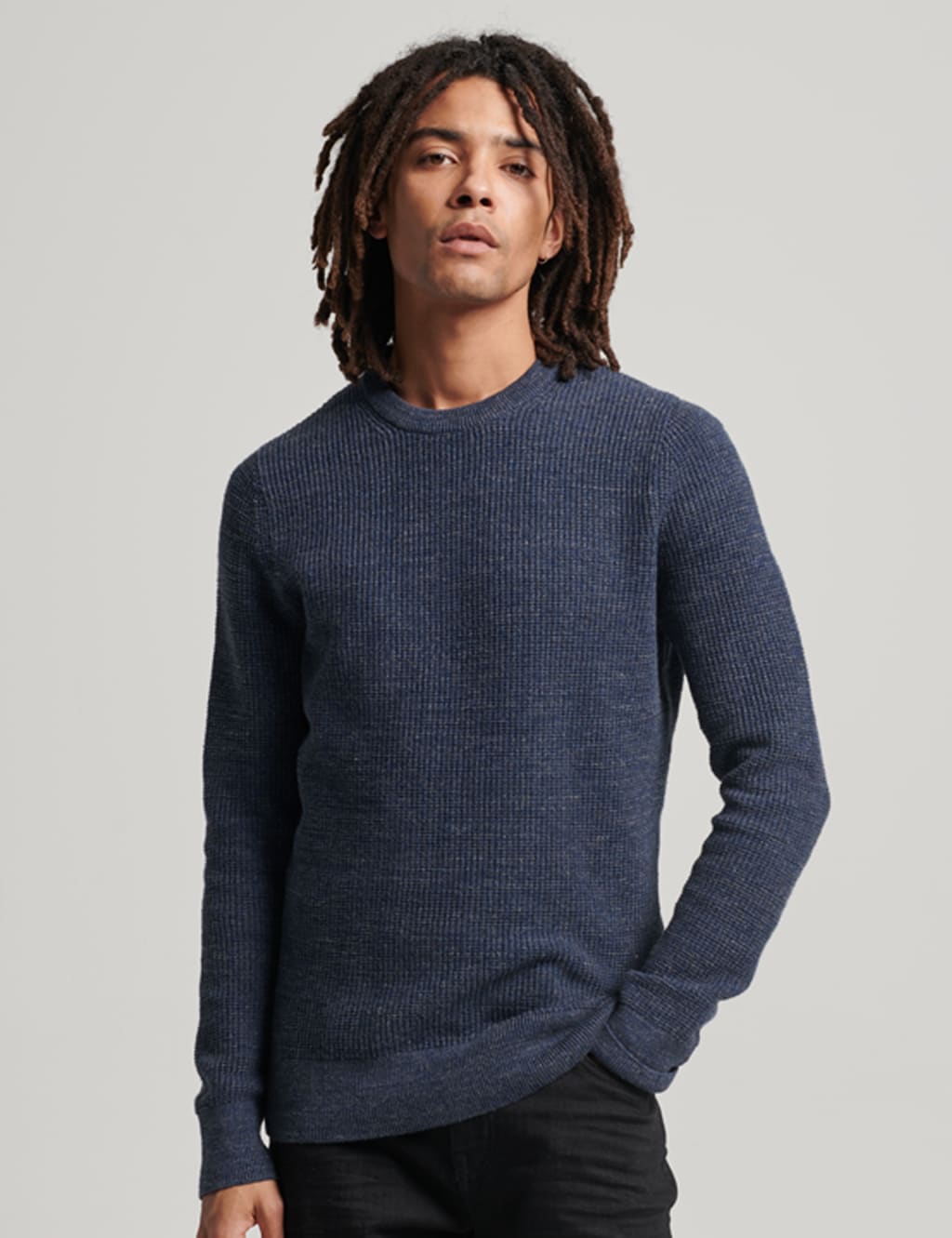 Pure Cotton Textured Crew Neck Jumper