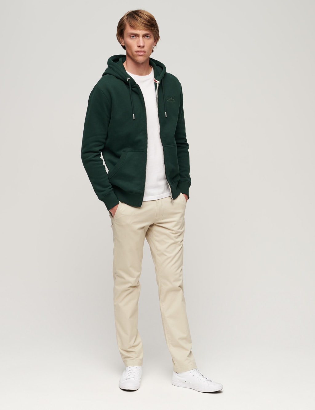 Slim Fit Cotton Rich Zip Up Hoodie image 2