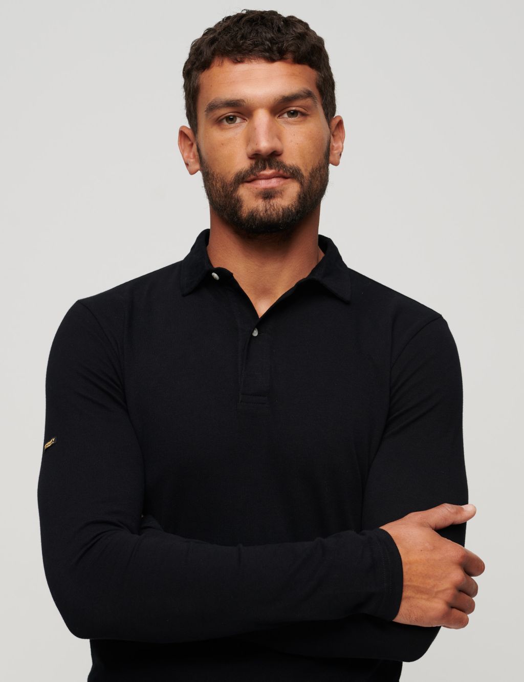 Slim Fit Pure Cotton Long Sleeve Polo Shirt image 1