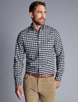 Slim Fit Brushed Cotton Check Oxford Shirt | Charles Tyrwhitt | M&S