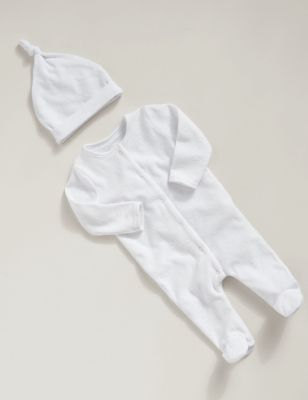 Mamas & Papas Cloud Velour All In One With Hat (61/2lbs-12 Mths) - NB - White, White