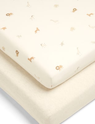 Mamas & Papas 2pk Born to be Wild Cotbed Fitted Sheets - Multi, Multi