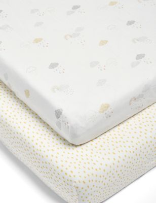 Mamas & Papas 2pk Dream Upon a Cloud Cotbed Fitted Sheets - Multi, Multi