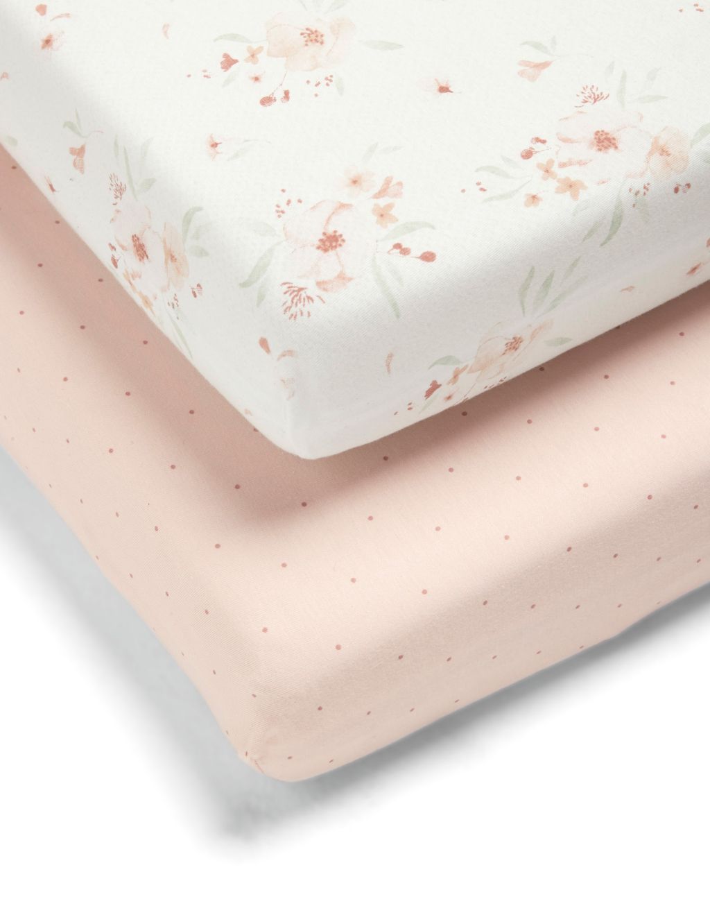 2pk Floral Cotbed Fitted Sheets