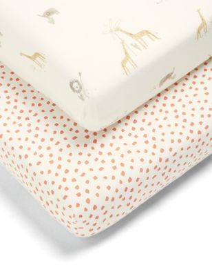 Mamas & Papas 2pk Jungle Cotbed Fitted Sheets - Multi, Multi