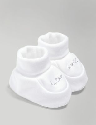 Mamas & Papas Embroidered Booties (7lbs-12 Mths) - NB - White, White