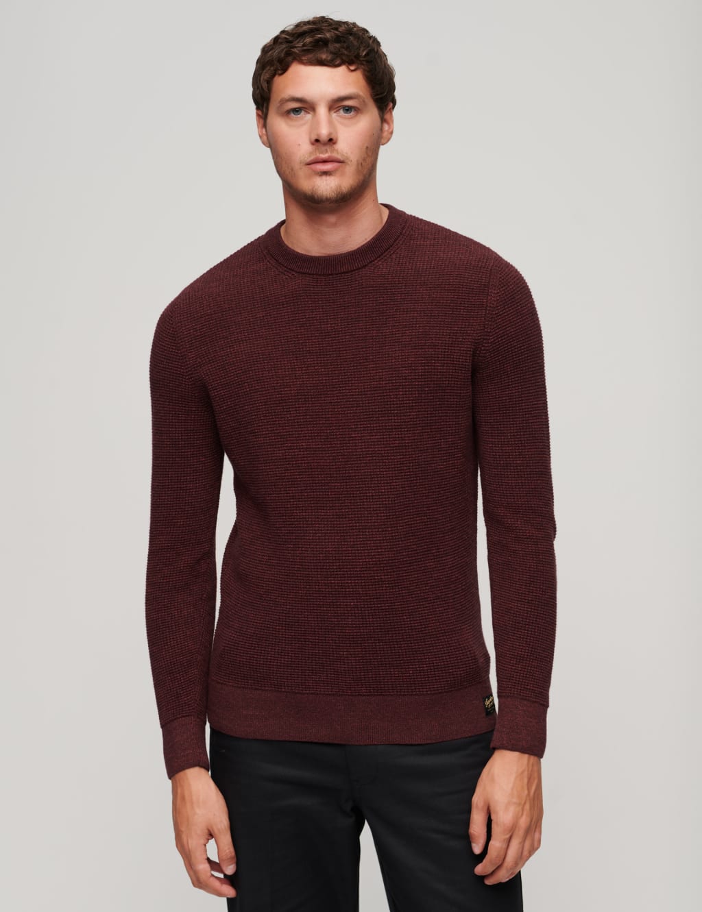 Pure Cotton Textured Crew Neck Jumper image 1