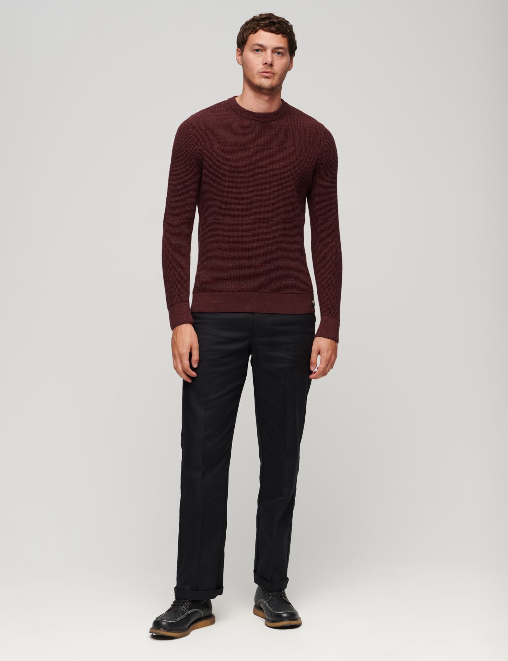 Pure Cotton Textured Crew Neck Jumper image 3