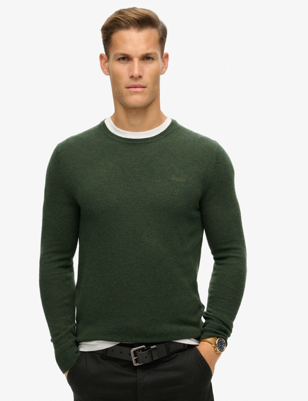 Pure Cotton Textured Crew Neck Jumper image 1