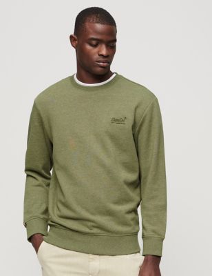 Superdry Men's Slim Fit Cotton Rich Sweatshirt - Green, Green