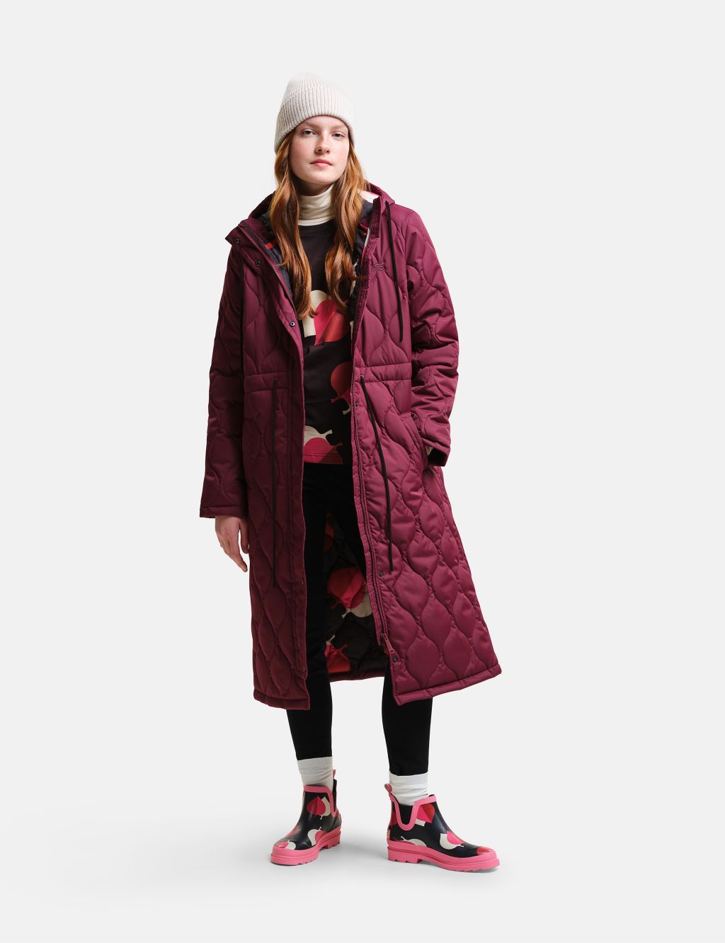 Orla Kiely Quilted Water-Repellent Longline Coat image 1