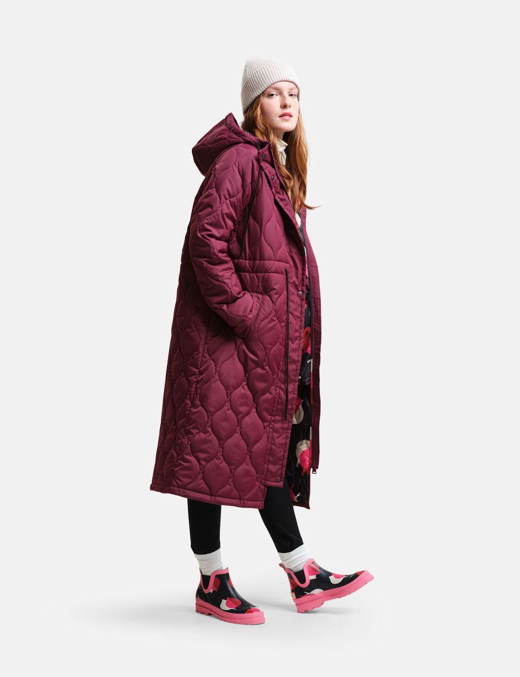 Orla Kiely Quilted Water-Repellent Longline Coat image 4
