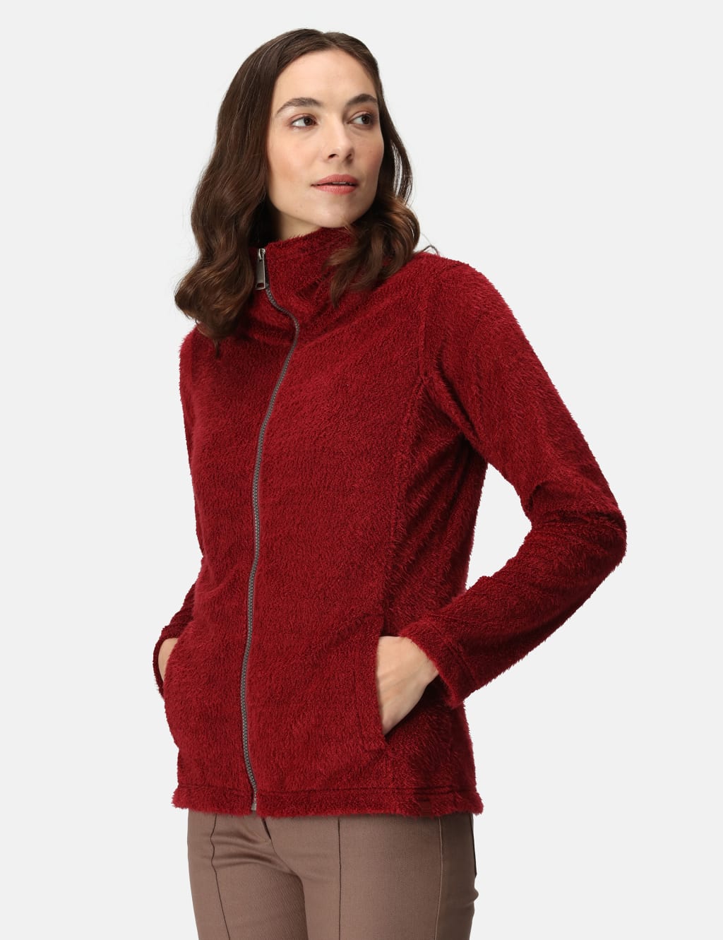 Heloise Zip Up Textured Funnel Neck Fleece image 5