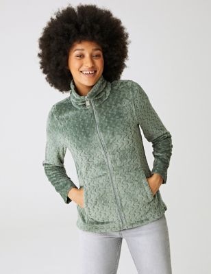 Regatta Women's Heloise Zip Up Textured Funnel Neck Fleece - 10 - Green, Green