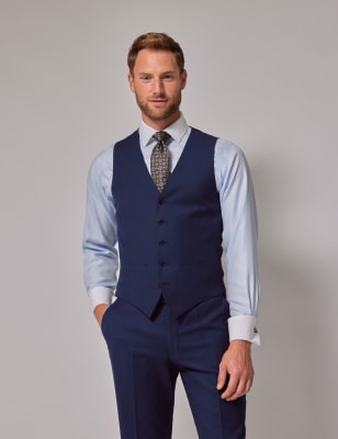 Buy Slim Fit Super 120s Wool Textured Waistcoat | Hawes & Curtis | M&S