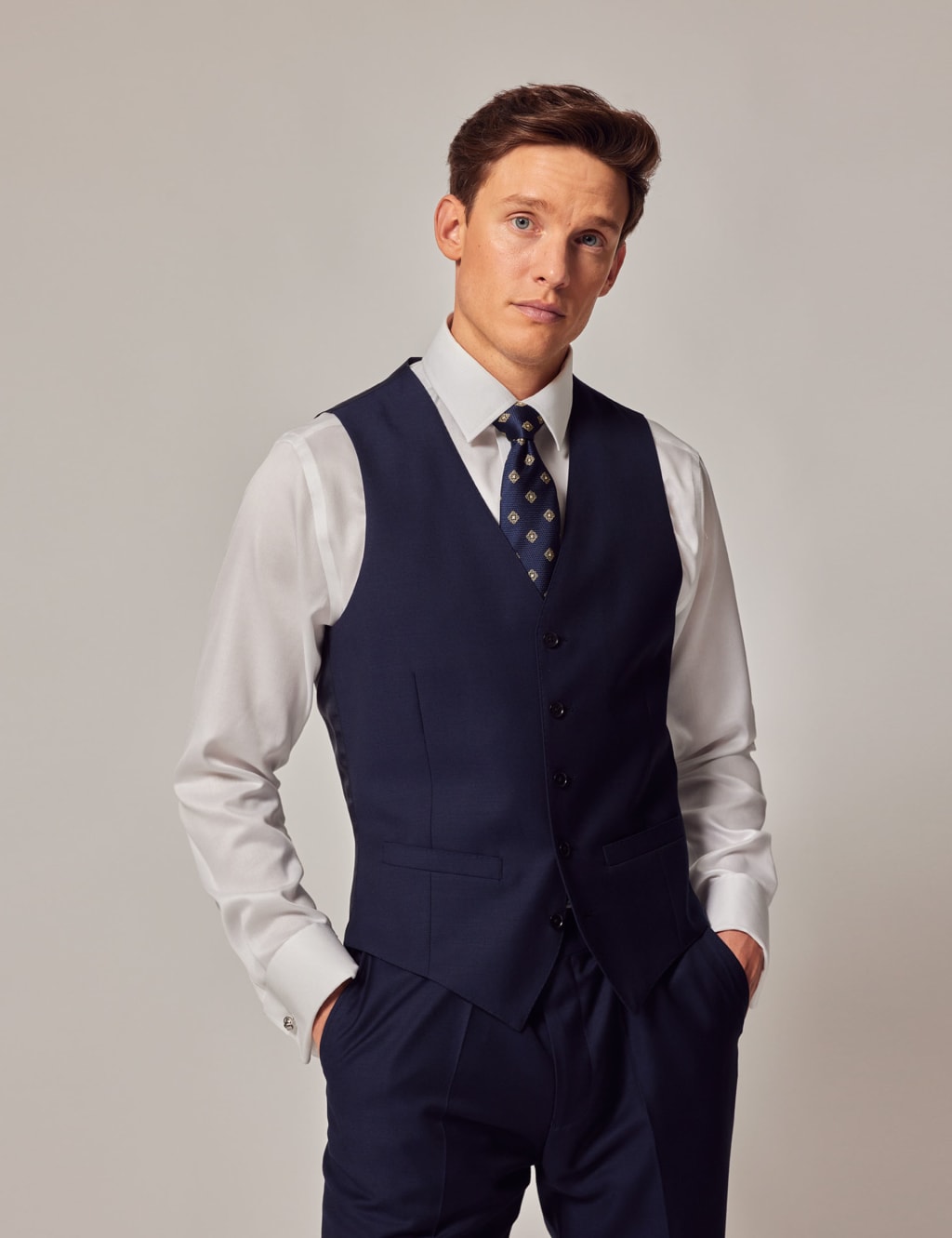 Slim Fit Pure Wool Twill Waistcoat