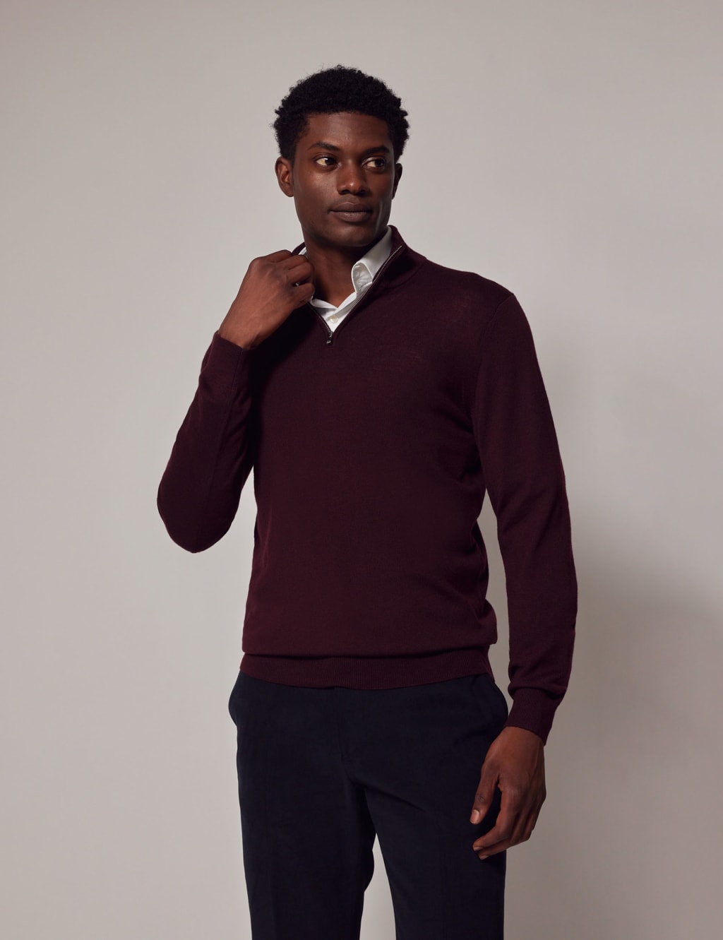 Pure Fine Merino Wool Half Zip Jumper image 2