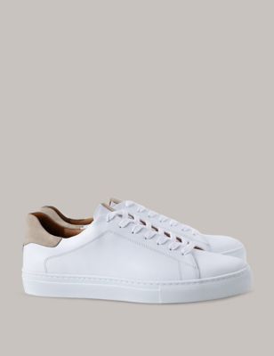 Hawes & Curtis Leather Lace Up Trainers - 11 - White, White