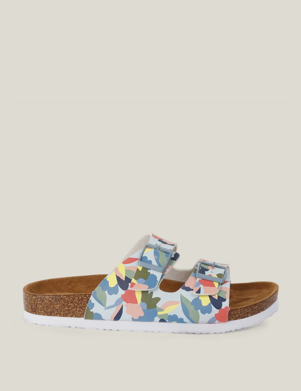 Lady Mia Floral Buckle Footbed Sliders