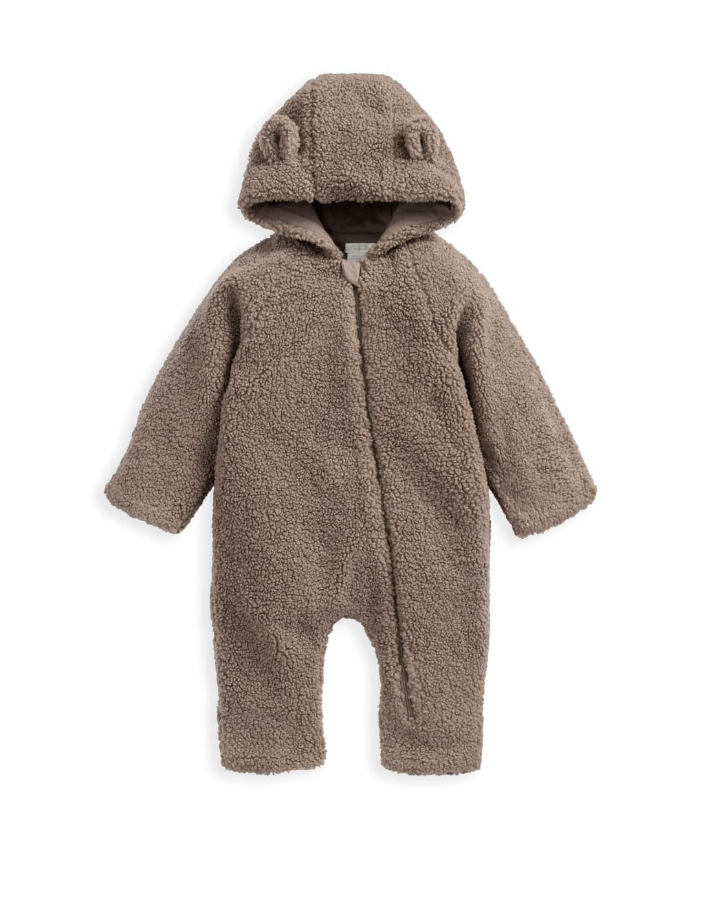 Chocolate Borg Zip Pramsuit (0-12 Mths) image 1