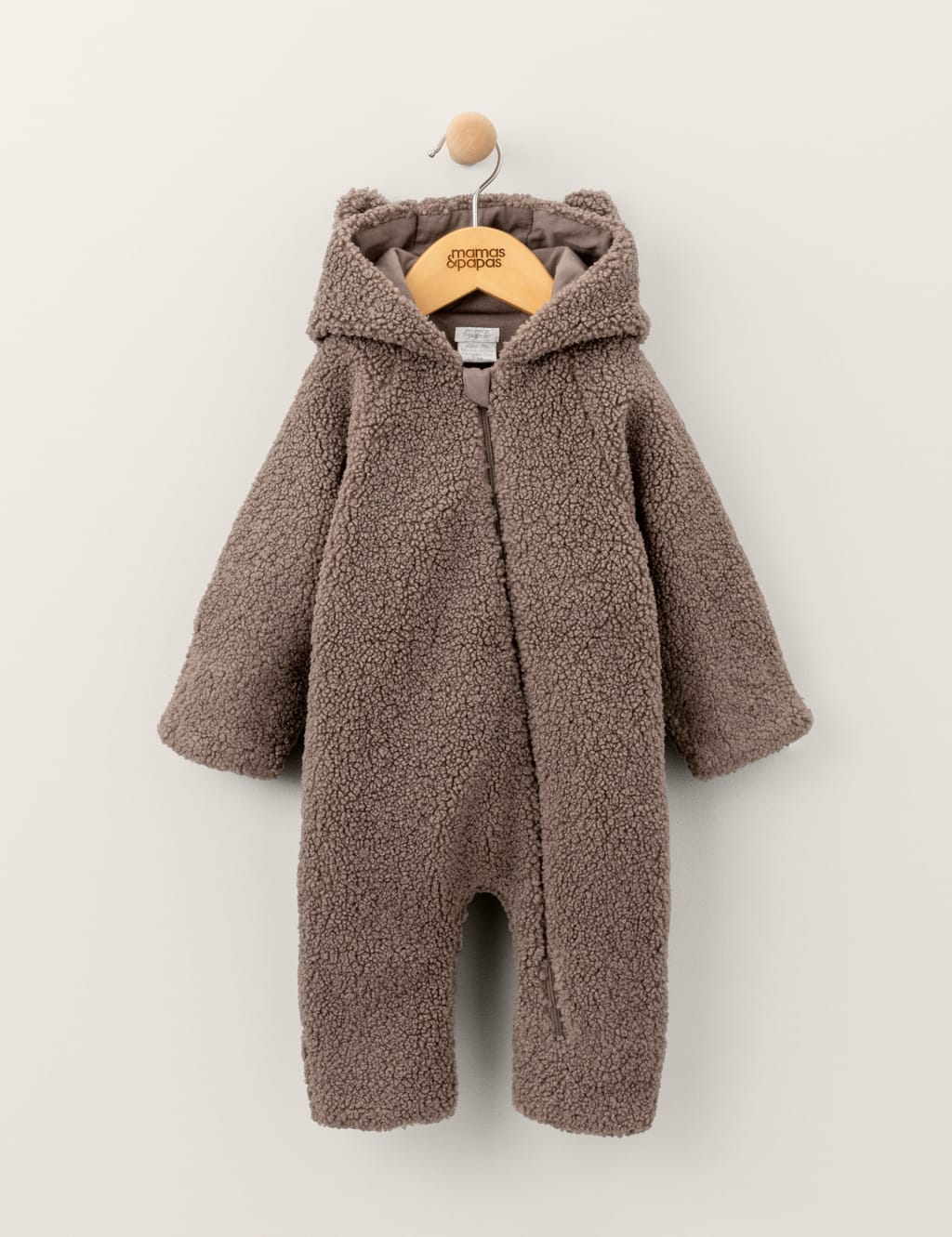 Chocolate Borg Zip Pramsuit (0-12 Mths) image 2