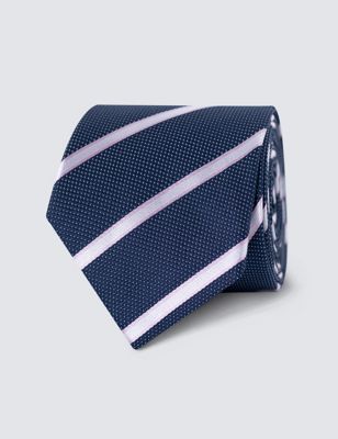 Hawes & Curtis Men's Striped Pure Silk Tie - Pink Mix, Pink Mix,Yellow Mix