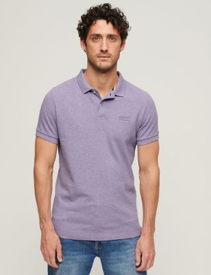 Superdry Mens Pure Cotton Pique Polo Shirt - M - Purple, Purple,Green,Pink,Light Pink