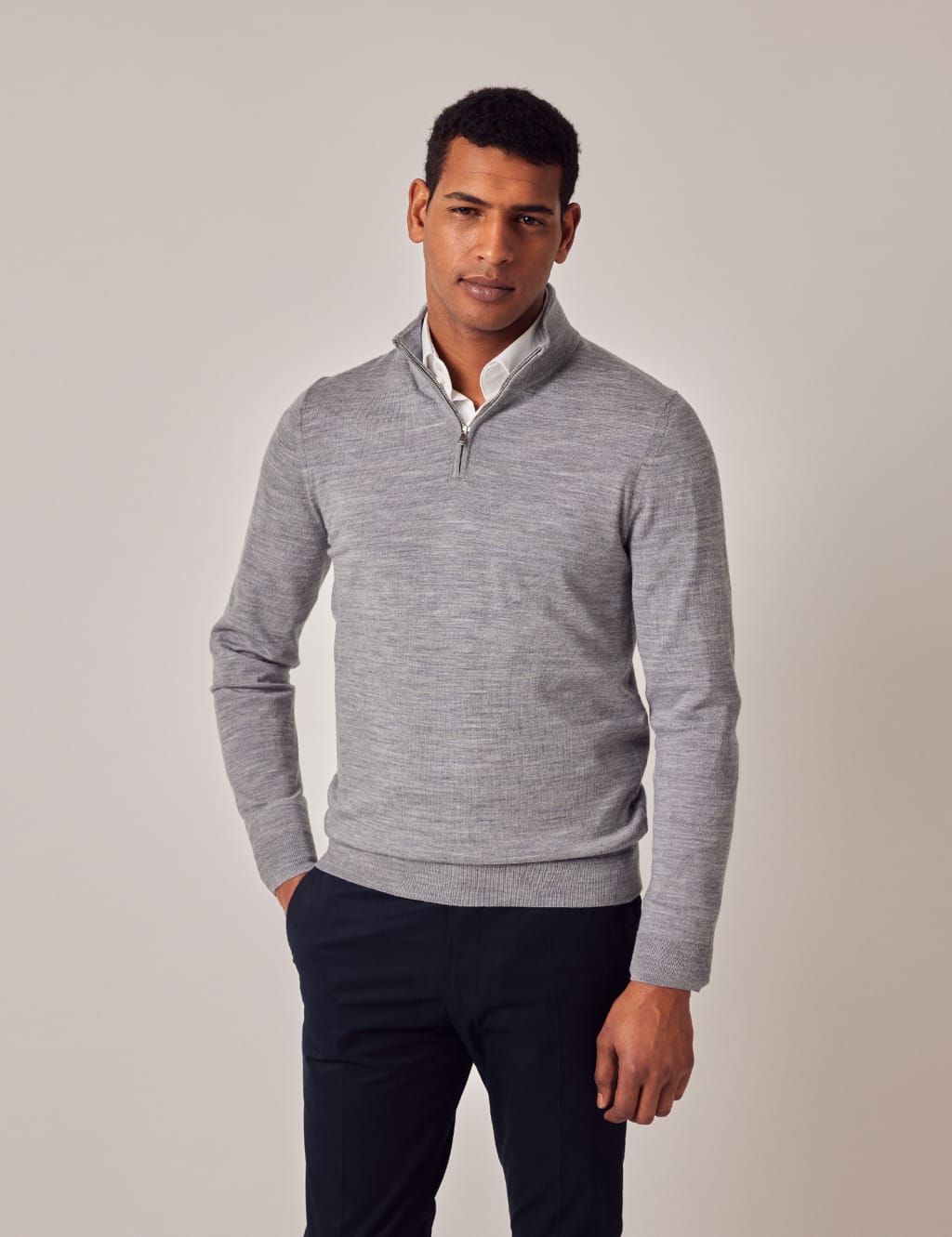 Wool Half-zip Hoodie in Vine - Men