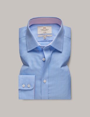 Hawes & Curtis Men's Slim Fit Non Iron Pure Cotton Check Shirt - 14.533 - Blue Mix, Blue Mix