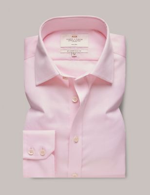 Hawes & Curtis Mens Regular Fit Non Iron Pure Cotton Twill Shirt - 1533 - Pink, Pink