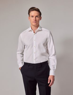 Hawes & Curtis Men's Regular Fit Easy Iron Pure Cotton Shirt - 1533 - White, White