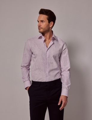 Hawes & Curtis Men's Pure Cotton Paisley Shirt - M - Pink, Pink